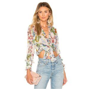 Alexis Missie Floral-Print Wrap Top  / Large / Eden Floral Ivory